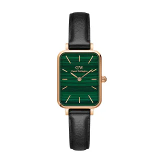 【Daniel Wellington】DW 手錶  Quadro Sheffield 20x26mm經典黑真皮皮革小方錶(兩色 DW00100439)