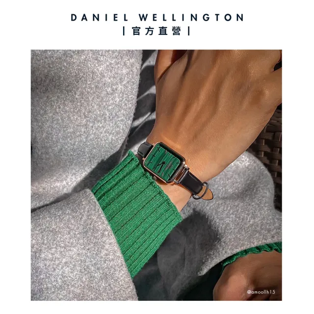 【Daniel Wellington】DW 手錶  Quadro Sheffield 20x26mm經典黑真皮皮革小方錶(兩色 DW00100439)