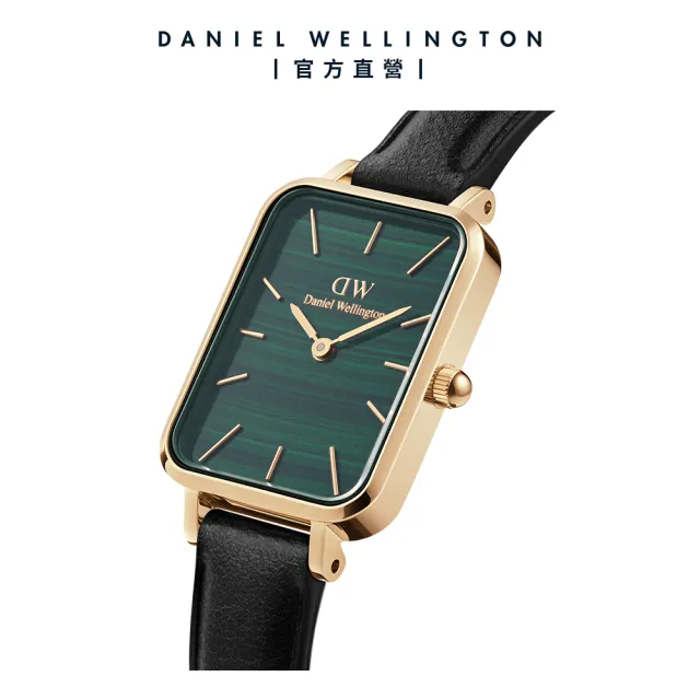 【Daniel Wellington】DW 手錶  Quadro Sheffield 20x26mm經典黑真皮皮革小方錶(兩色 DW00100439)