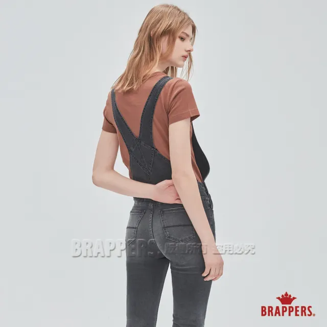 【BRAPPERS】女款 Boy Friend系列-低腰彈性吊帶長褲(黑灰)