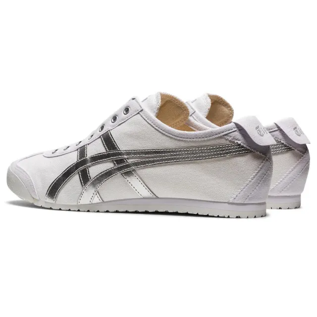 【Onitsuka Tiger】鬼塚虎 官方旗艦店 白底銀色MEXICO 66 SLIP-ON 無鞋帶款(1183A962-101)