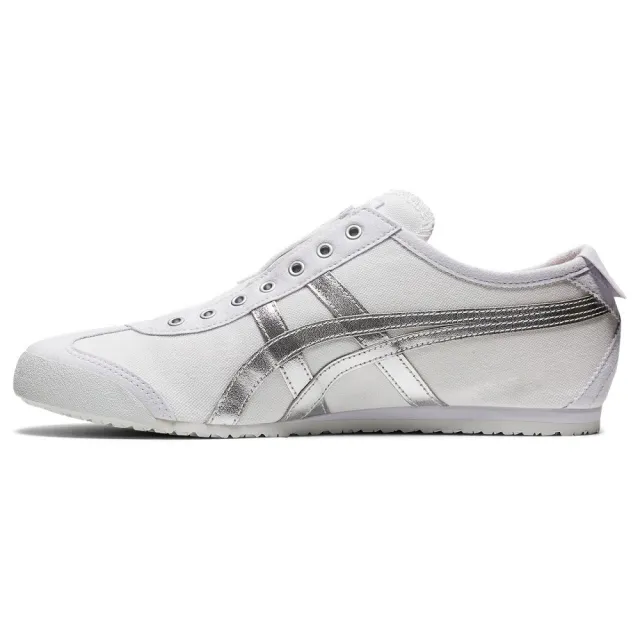 【Onitsuka Tiger】鬼塚虎 官方旗艦店 白底銀色MEXICO 66 SLIP-ON 無鞋帶款(1183A962-101)