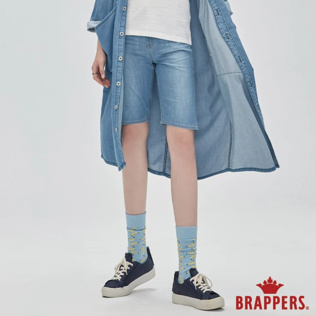 【BRAPPERS】女款 Boy Friend系列-中腰微彈性五分褲(淺藍)