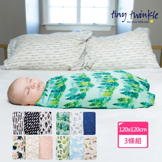 【Tiny Twinkle】美國 紗布嬰兒包巾/紗布巾/新生兒包巾 120x120cm 3條組(多款可選)