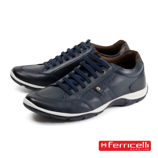 【Ferricelli】復古造型綁帶休閒鞋 海軍藍(F42530-BU)