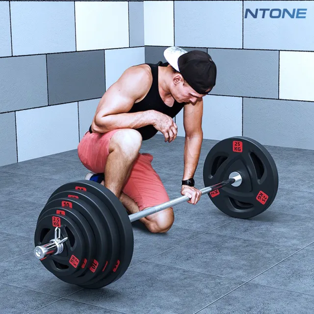 【NTONE】三孔包膠槓片25KG x2片(5cm奧桿專用 三孔設計方便拿取)