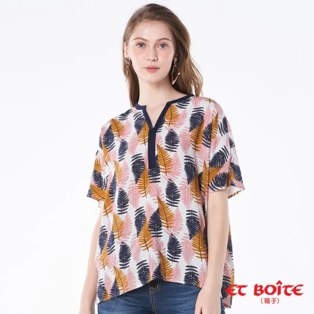 【BLUE WAY】女款 滿版飄葉半開襟 襯衫-ET BOITE 箱子