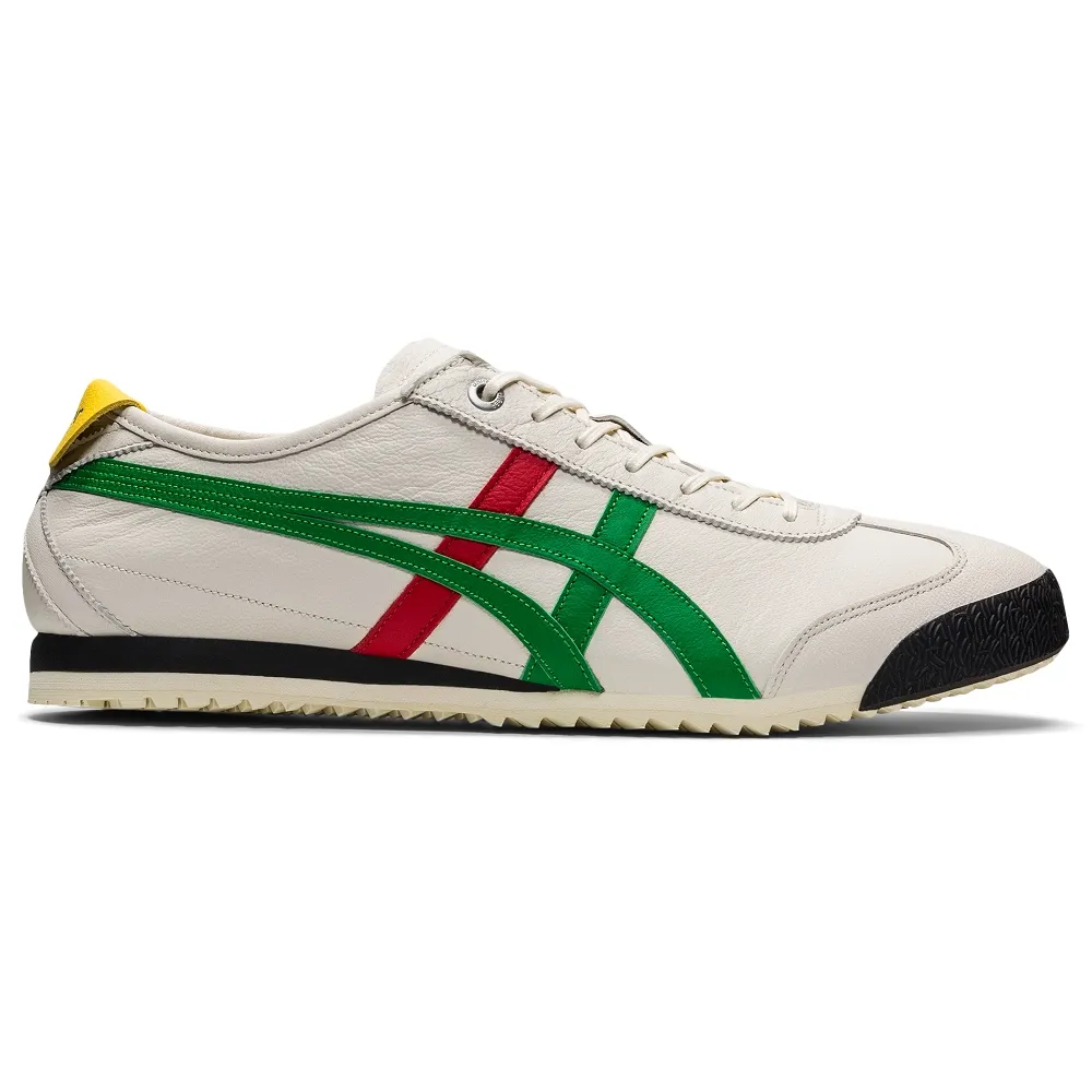 【Onitsuka Tiger】鬼塚虎 官方旗艦店 MEXICO 66 SD 休閒鞋 米色底綠紅邊(1183A872-100)