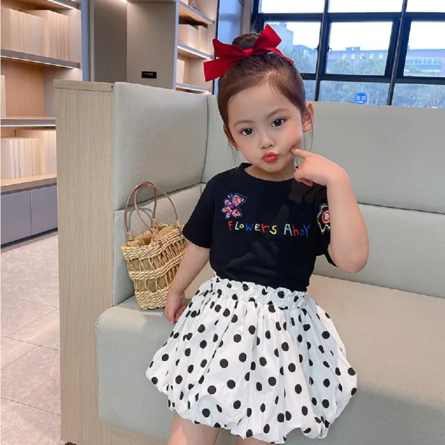 【Baby 童衣】女童短袖上衣 圓領刺繡寬鬆上衣 88701(共2色)