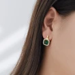 【Aphrodite 愛芙晶鑽】華貴綠晶璀璨寶石方鑽造型耳環(黃金色)
