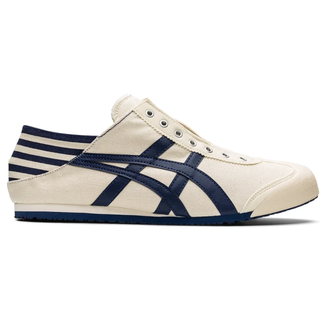 Onitsuka Tiger 鬼塚虎 官方旗艦店 MEXICO 66 PARATY 休閒鞋/踩腳鞋/懶人鞋 白底藍邊(TH342N-0250)