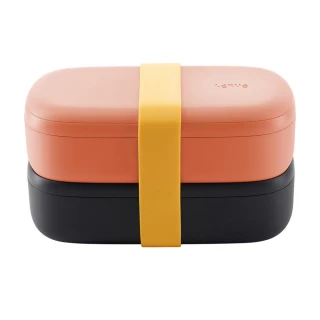 【LEKUE】可微波便當盒組 橘黑500ml(環保餐盒 保鮮盒 午餐盒 飯盒)