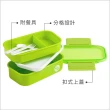 【Premier】附餐具雙層便當盒 綠(環保餐盒 保鮮盒 午餐盒 飯盒)