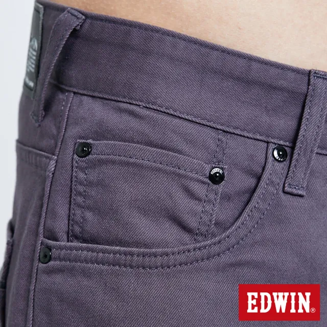 【EDWIN】男裝 EDGE皮邊雙袋窄管牛仔褲(灰色)