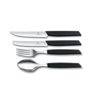 【VICTORINOX 瑞士維氏】Swiss Modern 餐具四件組 餐叉 餐匙 蕃茄刀 牛排刀(黑/藍/綠)