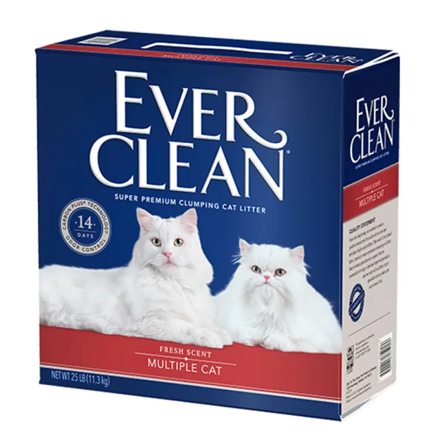 【EverClean 藍鑽】強效凝結除臭貓砂25LB-2入組(美規)