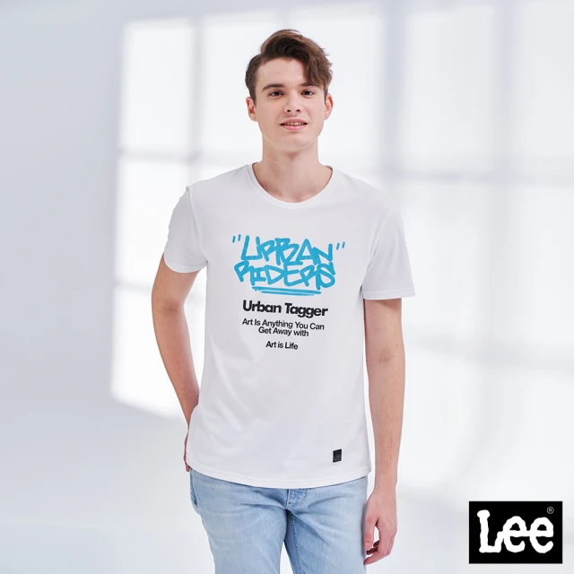 【Lee 官方旗艦】男裝 短袖T恤 / 涼感 藝術文字 經典白 標準版型 / Urban Riders 系列(LL210148K14)