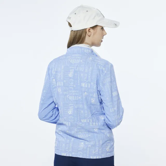 【Lynx Golf】女款吸排功能TRICOT刷毛Lynx字樣印花長袖外套(藍色)