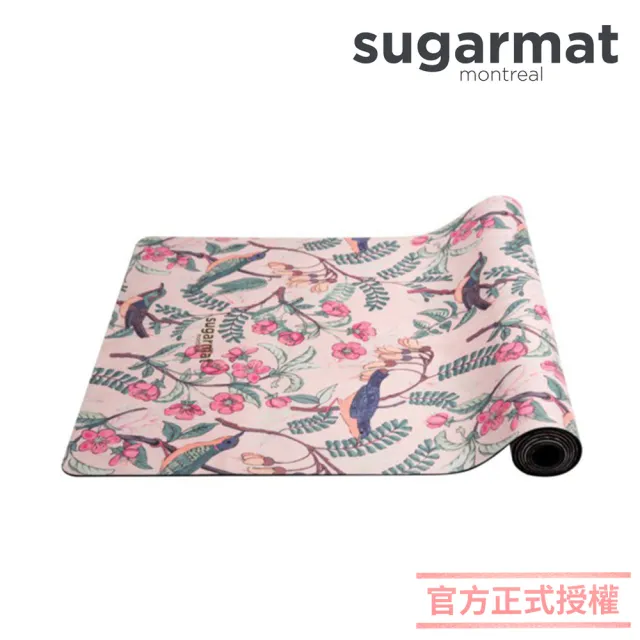 【加拿大Sugarmat】麂皮絨天然橡膠加寬瑜珈墊 3.0mm(花鳥戲春 Bird Blush Suede)