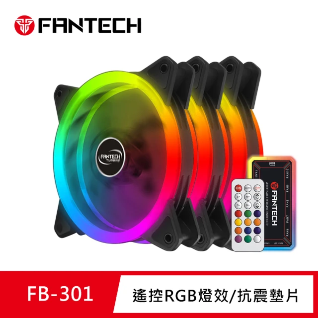 FANTECH 雙光圈遙控RGB燈效電腦風扇套組(FB-301)