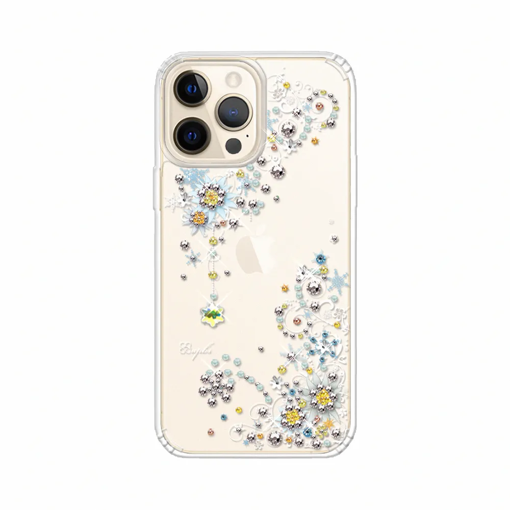 【apbs】iPhone 13 Pro Max / 13 Pro / 13 水晶彩鑽防震雙料手機殼(雪絨花)