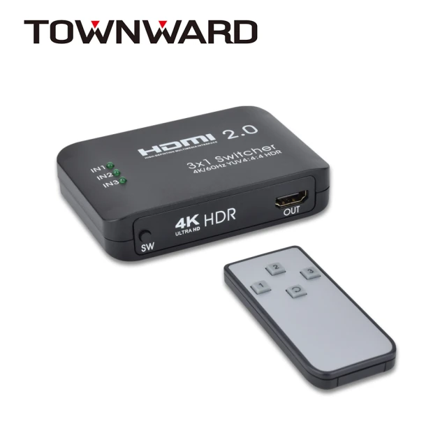 【TOWNWARD 大城科技】HDMI 2.0 三進一出 切換器 4K60Hz/HDR(電視 電腦 3進1出 型號:HSW-2031)