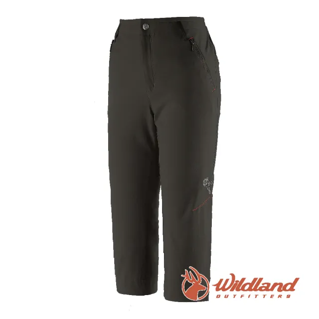 【Wildland 荒野】女 高彈性抗UV防潑修身七分褲-煙燻色 0A91375-120(短褲/休閒下著/中長褲/薄長褲)