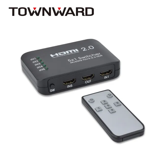 【TOWNWARD 大城科技】HDMI 2.0 五進一出 切換器 4K60Hz/HDR(電視 電腦 5進1出 型號:HSW-2051)