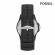 【FOSSIL 官方旗艦館】FB - 01 藍銀雙色錶框個性大錶針水鬼潛水指針手錶 黑色矽膠錶帶 42MM CE5023