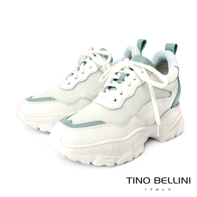 TINO BELLINI 貝里尼 甜美休閒色塊拼接增高老爹運動鞋LB0V0004(粉藍)