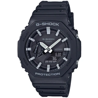 【CASIO 卡西歐】G-SHOCK 八角防護構造雙顯手錶 畢業 禮物(GA-2100-1A)