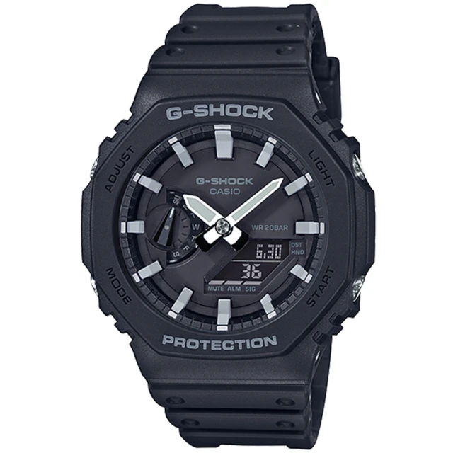 【CASIO 卡西歐】G-SHOCK 八角防護構造雙顯手錶  禮物(GA-2100-1A)