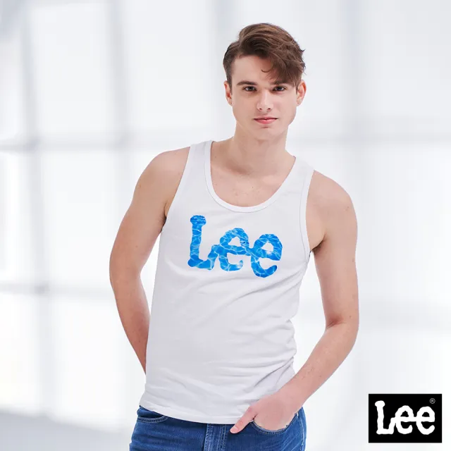 【Lee】男裝 休閒背心 / 沁涼水漾 大LOGO 經典白 標準版型(LL210132K14)