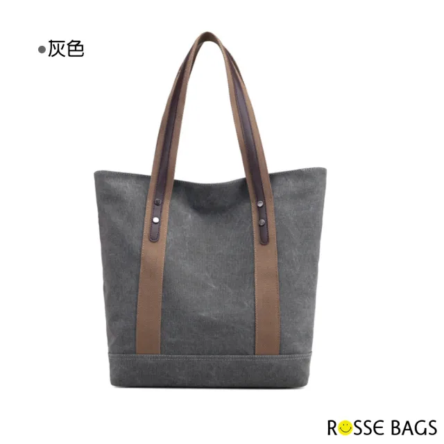 【Rosse Bags】時尚新款百搭帆布手提肩背托特包(現+預  棕色 / 灰色 / 紫咖 / 黑色)