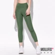 【Mollifix 瑪莉菲絲】環保弧線拼接七分動塑褲、瑜珈服、Legging(森綠)