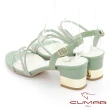 【CUMAR】不對襯鑽條裝飾粗跟涼鞋(綠色)