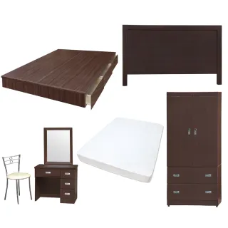 【顛覆設計】房間六件組 床頭片+抽屜床+獨立筒+衣櫥+鏡台+椅(單大3.5尺)