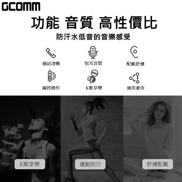 【GCOMM】iPhone/iPod/iPad Android 高品質低音立體耳機(含線控麥克風 白色 黑色)