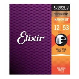 【ELIXIR】EXXF-16052 Nanoweb 薄包覆 磷青銅 木吉他套弦 12-53(原廠公司貨 商品保固有保障)