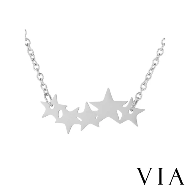 【VIA】白鋼項鍊 符號項鍊 五角項鍊 星星項鍊/符號系列 五角星星造型白鋼項鍊(鋼色)