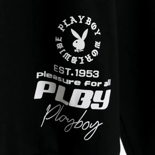 【PLAYBOY】下擺LOGO印立領上衣(黑色)