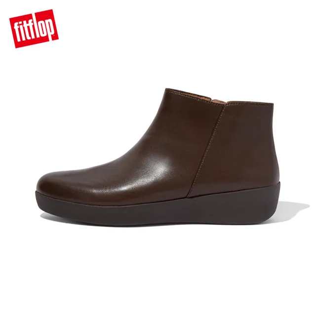 【FitFlop】SUMI LEATHER ANKLE BOOTS 簡約皮革短靴-女(巧克力棕)