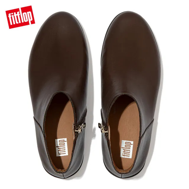 【FitFlop】SUMI LEATHER ANKLE BOOTS 簡約皮革短靴-女(巧克力棕)