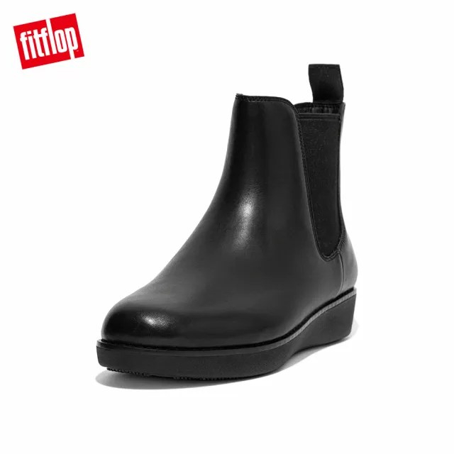 【FitFlop】SUMI LEATHER CHELSEA BOOTS 簡約造型裸靴-女(靓黑色)