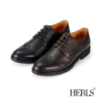 【HERLS】男鞋系列-全真皮翼紋沖孔休閒德比牛津鞋(深棕色)