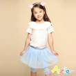 【Azio Kids 美國派】女童 內搭褲 網紗金蔥五分內搭褲(藍)