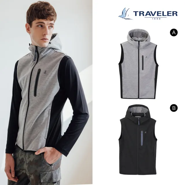 【TRAVELER 旅行者】男款Soft Shell防風撥水保暖背心_212TR305-95.97(保暖背心/Soft Shell)