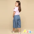 【Azio Kids 美國派】女童 寬褲 直條紋接片休閒寬褲(藍)