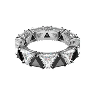 【SWAROVSKI 官方直營】Millenia 個性戒指  三角形切割Swarovski 水晶 黑色 鍍白金色(Collection II)