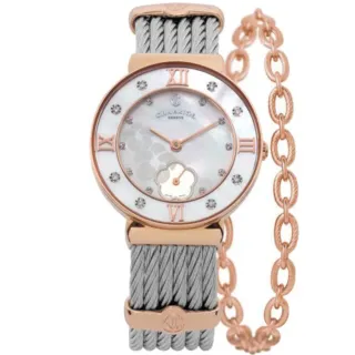 【CHARRIOL 夏利豪】ST-TROPEZ 經典鋼鎖珍珠貝母鍊腕錶x30mm(ST30PD 560 055)